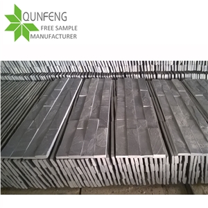 China Natural Black Stacked Stone Wall Slate Panel